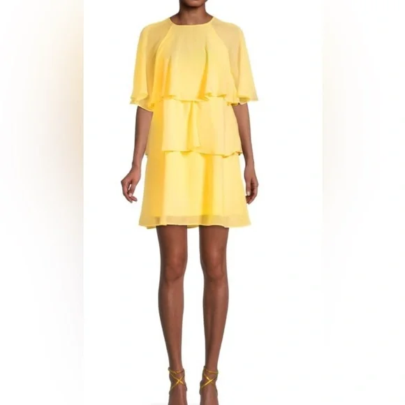 Tash Sophie Ruffle Tiered Mini Dress Originally $80 Size M Yellow Dress - Picture 1 of 5